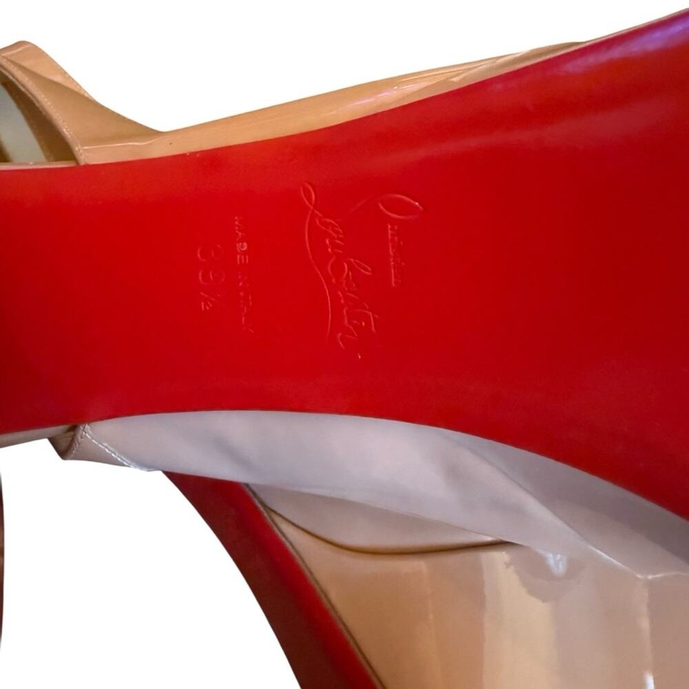 Christian Louboutin Nude Patent Leather Movida Sling 130 Heels EU 39.5 US 9.5 - Picture 13 of 15